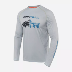 Finntrail WAVE Fish Langarmshirt, Grau Sonnenschutz UPF 50+ 