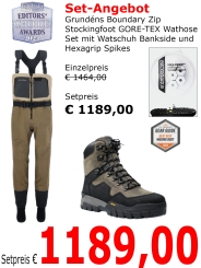 Grundéns Boundary Zip Stockingfoot GORE-TEX Wathose Set mit Watschuh Bankside und Hexagrip 
