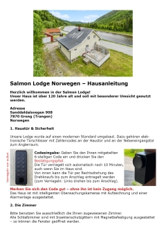 Hausordnung und Info für die Lodge in Norwegen 