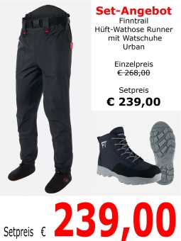 Finntrail RUNNER Hüft-Wathose Set, 4-lagig Graphite mit Watschuh Urban 